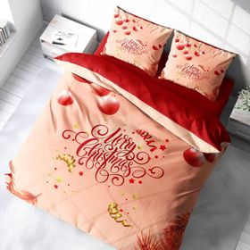Monohome Yılbaşı Merry Christmas Pamuk Saten 3D Çift Kişilik Nevresim Takımı