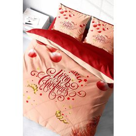 Monohome Yılbaşı Merry Christmas Pamuk Saten 3D Çift Kişilik Nevresim Takımı
