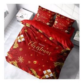 Monohome Yılbaşı Merry Christmas Pamuk Saten Gift 3D Çift Kişilik Nevresim Takımı