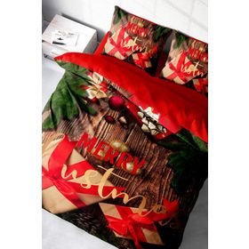Monohome Yılbaşı Merry Christmas Pamuk Saten Gift 3D Çift Kişilik Nevresim Takımı