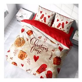 Monohome Yılbaşı Merry Christmas Time Saten Pamuk 3D Çift Kişilik Nevresim Takımı