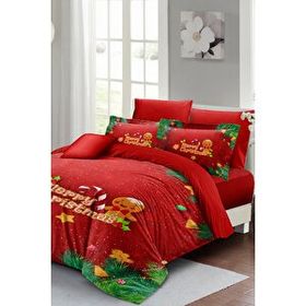 Monohome Yılbaşı Süsü Cookie Noel %100 Pamuk Saten 3D Çift Kişilik Nevresim Takımı