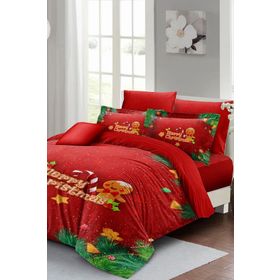 Monohome Yılbaşı Süsü Cookie Noel %100 Pamuk Saten 3D Çift Kişilik Nevresim Takımı