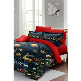 Monohome Yılbaşı Süsü Dark Deer Noel %100 Pamuk Saten 3D Çift Kişilik Nevresim Takımı