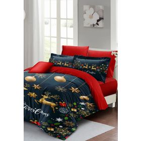 Monohome Yılbaşı Süsü Dark Deer Noel %100 Pamuk Saten 3D Çift Kişilik Nevresim Takımı