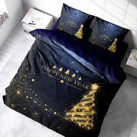 Monohome Yılbaşı Süsü Merry Christmas Pamuk Christmas Tree 3D Çift Kişilik Nevresim Takımı