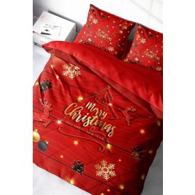 Monohome Yılbaşı Süsü Merry Christmas Pamuk Pine Tree Deers 3D Çift Kişilik Nevresim Takımı