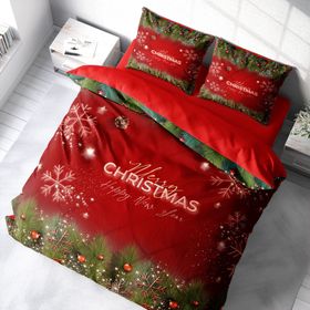 Monohome Yılbaşı Süsü Merry Christmas Pamuk Saten 3D Çift Kişilik Nevresim Takımı