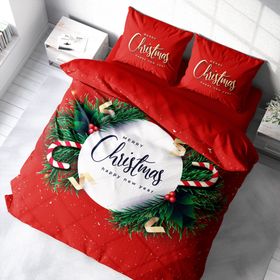 Monohome Yılbaşı Süsü Merry Christmas Pamuk Saten 3D Çift Kişilik Nevresim Takımı