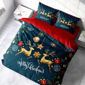 Monohome Yılbaşı Süsü Merry Christmas Pamuk Saten 3D Çift Kişilik Nevresim Takımı