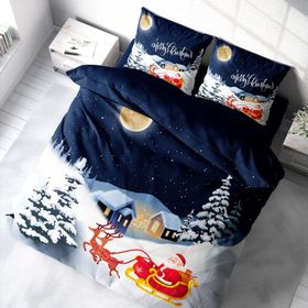 Monohome Yılbaşı Süsü Merry Christmas Pamuk Saten 3D Çift Kişilik Nevresim Takımı