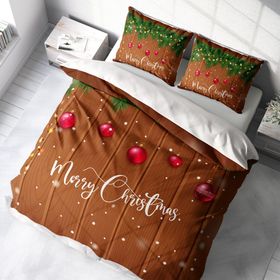 Monohome Yılbaşı Süsü Merry Christmas Pamuk Saten 3D Çift Kişilik Nevresim Takımı