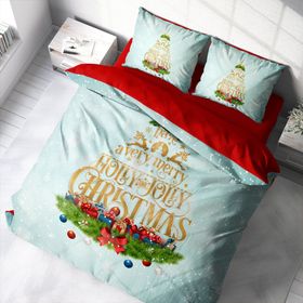 Monohome Yılbaşı Süsü Merry Christmas Pamuk Saten 3D Çift Kişilik Nevresim Takımı