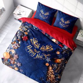 Monohome Yılbaşı Süsü Merry Christmas Pamuk Saten Happy 3D Çift Kişilik Nevresim Takımı