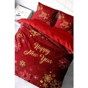 Monohome Yılbaşı Süsü Merry Christmas Pamuk Saten Kar Kristalleri 3D Çift Kişilik Nevresim Takımı