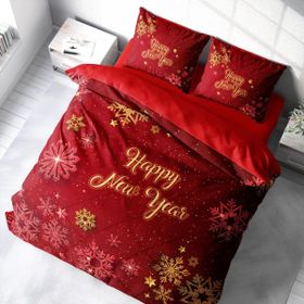 Monohome Yılbaşı Süsü Merry Christmas Pamuk Saten Kar Kristalleri 3D Çift Kişilik Nevresim Takımı