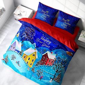 Monohome Yılbaşı Süsü Merry Christmas Pamuk Saten Snow 3D Çift Kişilik Nevresim Takımı