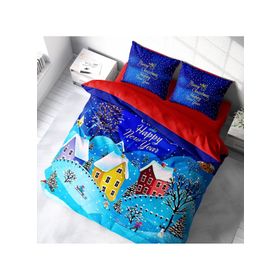 Monohome Yılbaşı Süsü Merry Christmas Pamuk Saten Snow 3D Çift Kişilik Nevresim Takımı