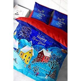 Monohome Yılbaşı Süsü Merry Christmas Pamuk Saten Snow 3D Çift Kişilik Nevresim Takımı