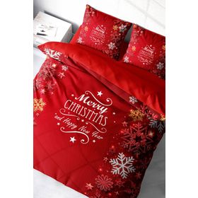 Monohome Yılbaşı Süsü Merry Christmas Pamuk Snowflake 3D Çift Kişilik Nevresim Takımı