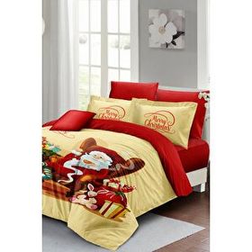 Monohome Yılbaşı Süsü Noel Baba Noel %100 Pamuk Saten 3D Çift Kişilik Nevresim Takımı
