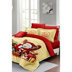 Monohome Yılbaşı Süsü Noel Baba Noel %100 Pamuk Saten 3D Çift Kişilik Nevresim Takımı