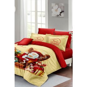 Monohome Yılbaşı Süsü Noel Baba Noel %100 Pamuk Saten 3D Çift Kişilik Nevresim Takımı