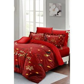 Monohome Yılbaşı Süsü Pine Tree Deers Noel %100 Pamuk Saten 3D Çift Kişilik Nevresim Takımı