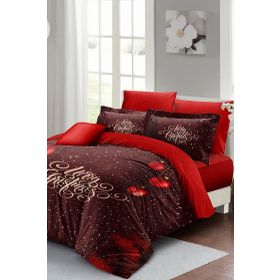 Monohome Yılbaşı Süsü Red Ball Noel %100 Pamuk Saten 3D Çift Kişilik Nevresim Takımı