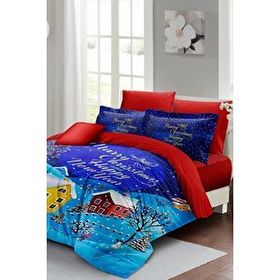 Monohome Yılbaşı Süsü Snow Noel %100 Pamuk Saten 3D Çift Kişilik Nevresim Takımı