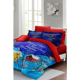 Monohome Yılbaşı Süsü Snow Noel %100 Pamuk Saten 3D Çift Kişilik Nevresim Takımı