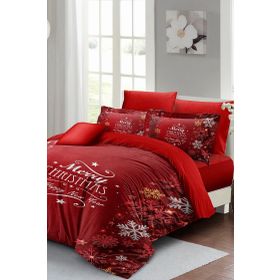 Monohome Yılbaşı Süsü Snowflake Noel %100 Pamuk Saten 3D Çift Kişilik Nevresim Takımı
