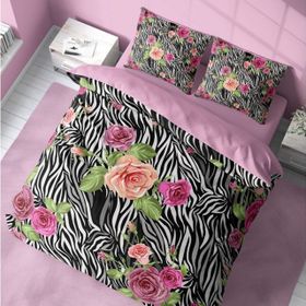 Monohome Zebra Flower 3D Pamuk Saten Çift Kişilik Nevresim Takımı