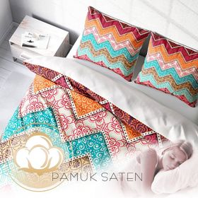 Monohome Zikzak Motif 3d Saten Pamuk Çift Kişilik Nevresim Takımı