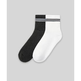 Monsieur CUH101-001 Beyaz Chaussette Çizgili Unicolor Half Havlu 2'li Erkek Çorap