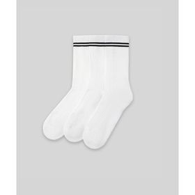 Monsieur CUN101-001 Beyaz Chaussette Çizgili Unicolor Havlu 3'lü Erkek Çorap