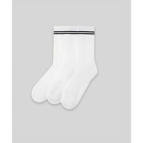 Monsieur CUN101-001 Beyaz Chaussette Çizgili Unicolor Havlu 3'lü Erkek Çorap