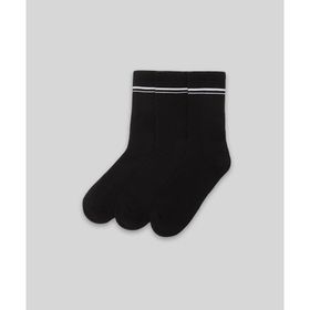 Monsieur CUN105-001 Siyah Chaussette Çizgili Unicolor Havlu 3'lü Kadın Çorap