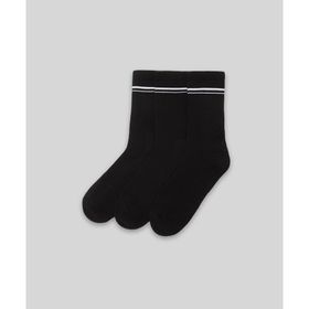 Monsieur CUN105-001 Siyah Chaussette Çizgili Unicolor Havlu 3'lü Kadın Çorap