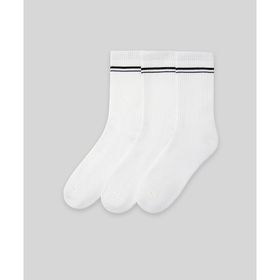 Monsieur CUN107-001 Beyaz Chaussette Çizgili Unicolor Havlu 3'lü Kadın Çorap