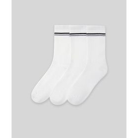 Monsieur CUN107-001 Beyaz Chaussette Çizgili Unicolor Havlu 3'lü Kadın Çorap