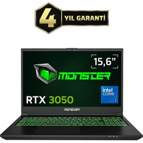 Monster Abra A5 V21.9.5 Core 7 240H 32GB RAM 1TB SSD RTX 3050 Windows 11 Home 15.6 inç Gaming Laptop