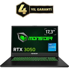Monster Abra A7 V15.5.7 i5-13500H 8GB RAM 500GB SSD 4GB RTX 3050 Windows 11 Home 17.3 inç Oyun Bilgisayarı