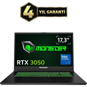 Monster Abra A7 V15.6.7 Core 7 250H 8GB RAM 500GB SSD 4GB RTX 3050 Windows 11 Home 17.3 inç Oyun Bilgisayarı