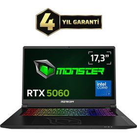 Monster Tulpar T7 V26.3 Core 7 250H 16GB RAM 500GB SSD 8GB RTX 5060 FreeDOS 17.3 inç Oyun Bilgisayarı