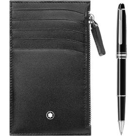 Mont Blanc 130449 Meisterstück Platin Kaplı Klasik Rollerball ve Fermuarlı Meisterstück 5 CC Erkek Cüzdan Set