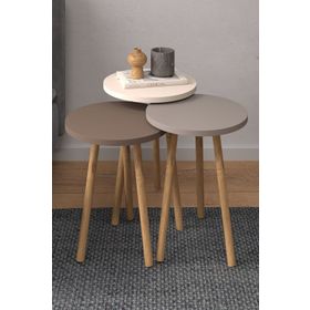 Monte Sehpa Roma Beyaz-Cappuccino-Kahve Zigon Sehpa