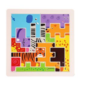 Montessori Ahşap Tetris Blok Zeka Oyuncağı Seti Puzzle