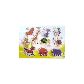 Montessori Hayvanları İngilizce Türkçe Öğreten Ahşap Puzzle