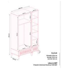 Monzio Libra 3 Kapaklı Çekmeceli Aytaşı Gardırop